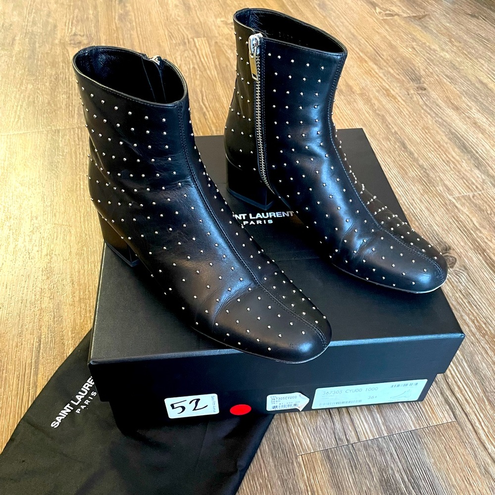 Saint Laurent block heel bootie size 36.5